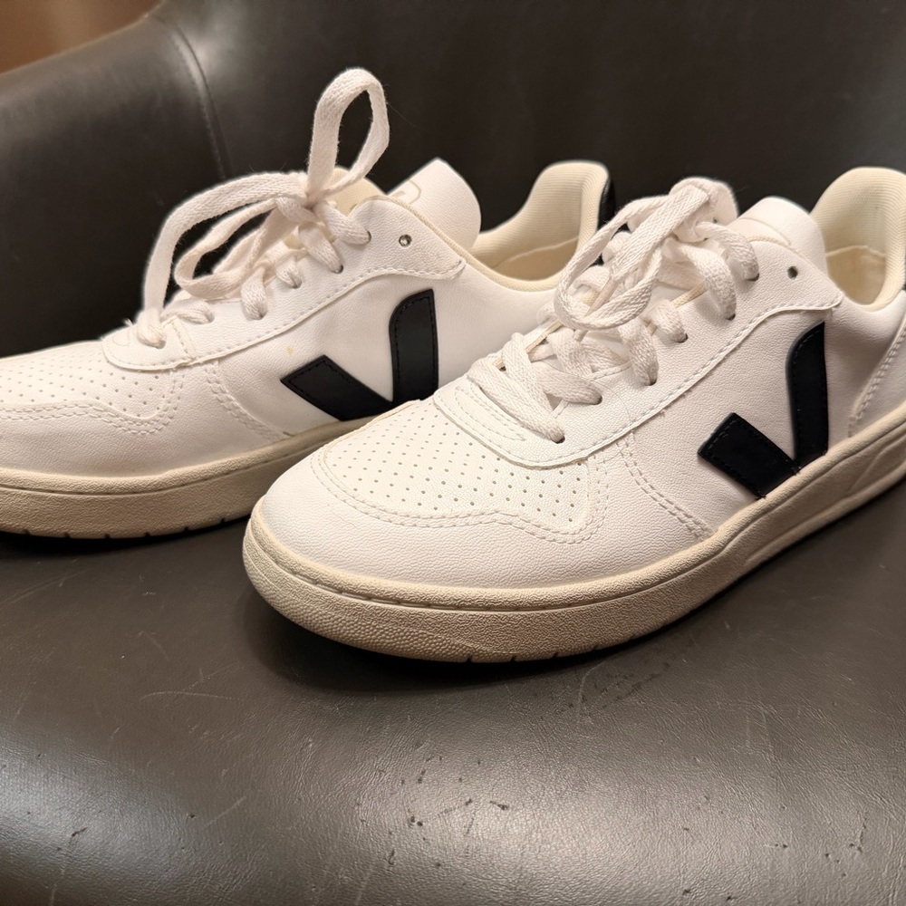 Veja White Sneakers with Black Accents